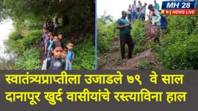 Photo of स्वातंत्र्यप्राप्तीला उजाडले ७९ वे साल; रस्त्याविना दानापूर खुर्दच्या गावकऱ्यांचे मात्र हाल…  जीव धोक्यात घालून करतात ग्रामस्थ प्रवास