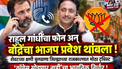 Photo of राहुल गांधींचा फोन अन् बोंद्रेंचा भाजप प्रवेश थांबला !  शेवटच्या क्षणी बुलढाणा जिल्ह्याच्या राजकारणात मोठा ट्विस्ट; ‘काँग्रेस सोडणार नाही’चा भावनिक निर्धार !