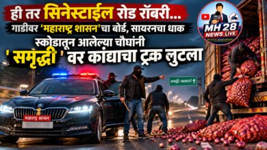 Photo of ही तर सिनेस्टाईल रोड रॉबरी… गाडीवर ‘महाराष्ट्र शासन’चा बोर्ड, सायरनचा धाक; स्कोडातून आलेल्या चौघांनी ‘ समृद्धी ‘ वर कांद्याचा ट्रक